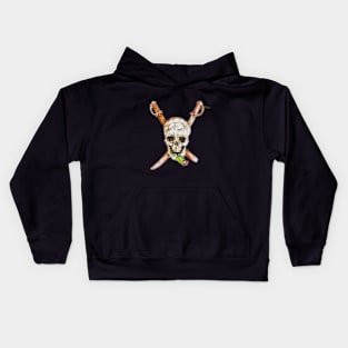 Pirate skull and bones with rose Kids Hoodie